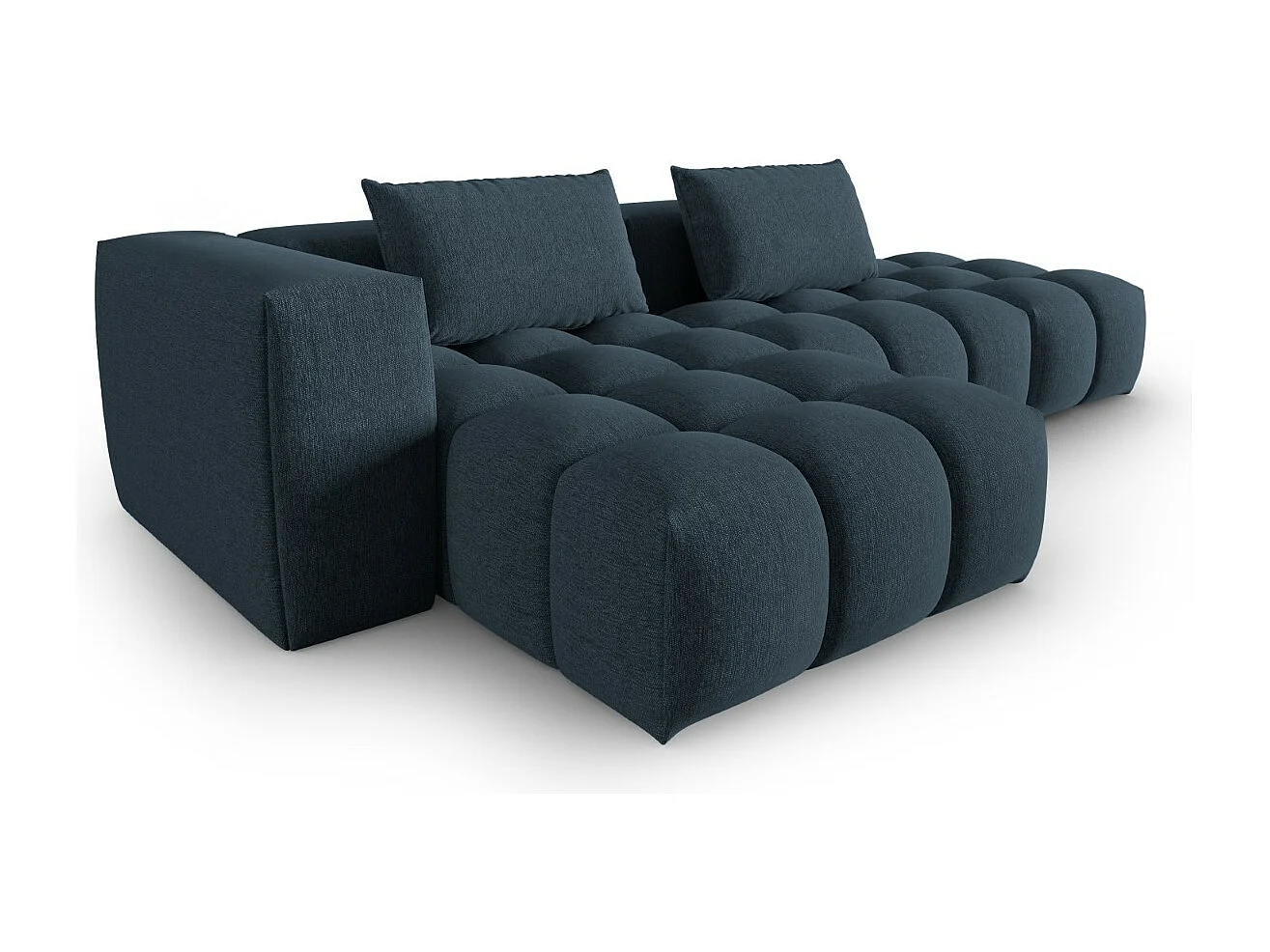 CXL by Christian Lacroix - Canapé d'angle gauche modulable "Lorella" 4 places en tissu structurel bleu foncé - 265x145x70cm