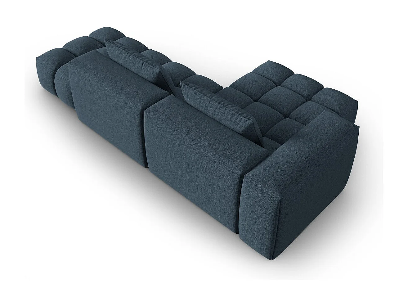 CXL by Christian Lacroix - Canapé d'angle gauche modulable "Lorella" 4 places en tissu structurel bleu foncé - 265x145x70cm