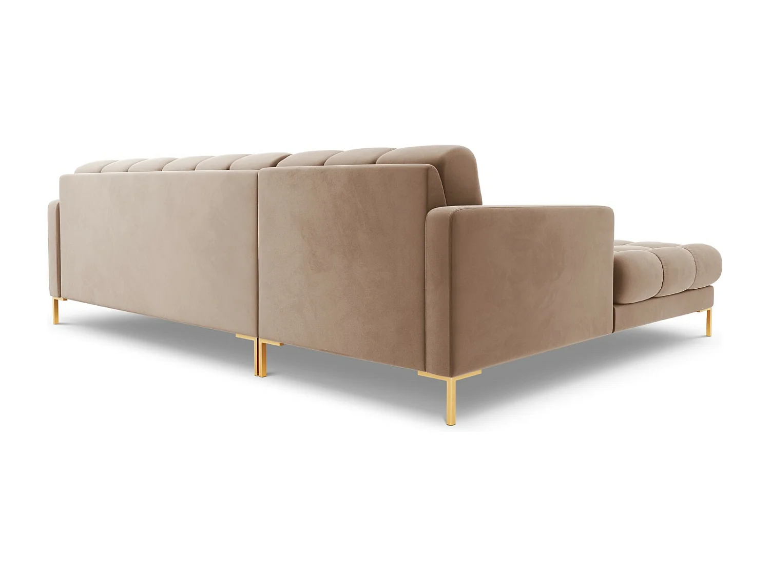 Cosmopolitan Design - Canapé d'angle gauche "Bali" 5 places en velours beige - 293x185x75cm