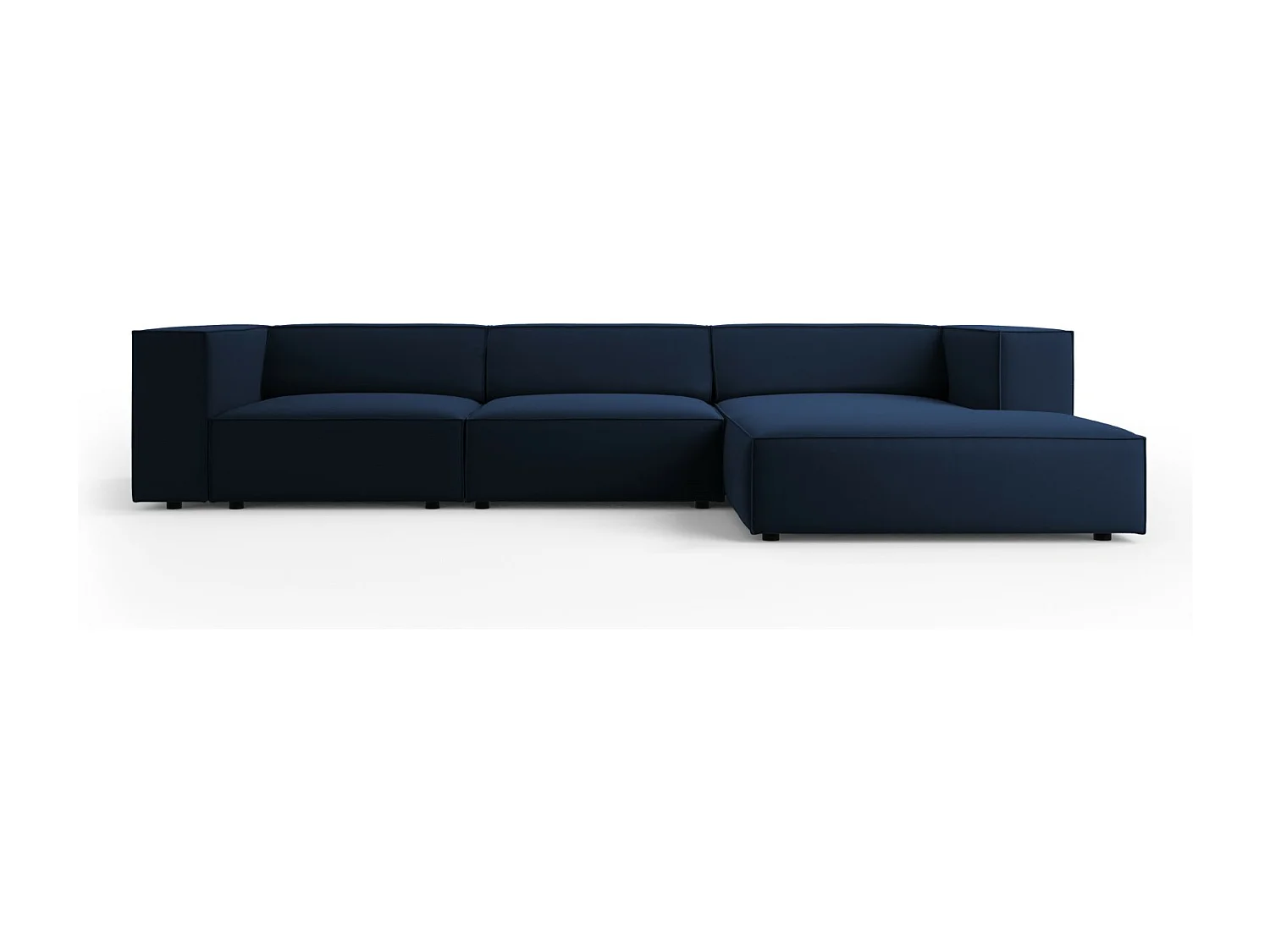 Cosmopolitan Design - 4-Sitzer Ecksofa rechts "Arendal" aus Samt königsblau - 284x166x70cm