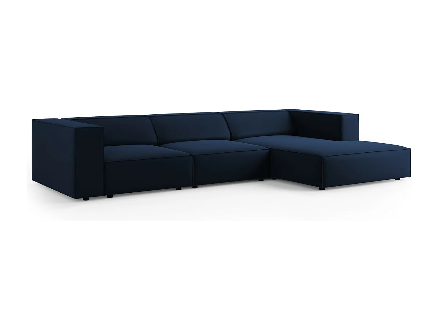 Cosmopolitan Design - 4-Sitzer Ecksofa rechts "Arendal" aus Samt königsblau - 284x166x70cm