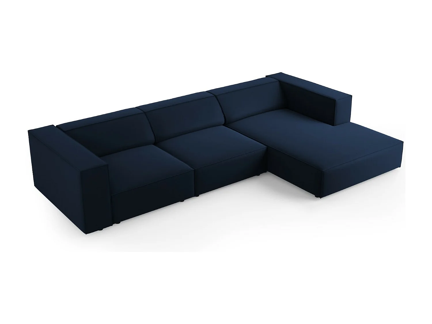 Cosmopolitan Design - 4-Sitzer Ecksofa rechts "Arendal" aus Samt königsblau - 284x166x70cm