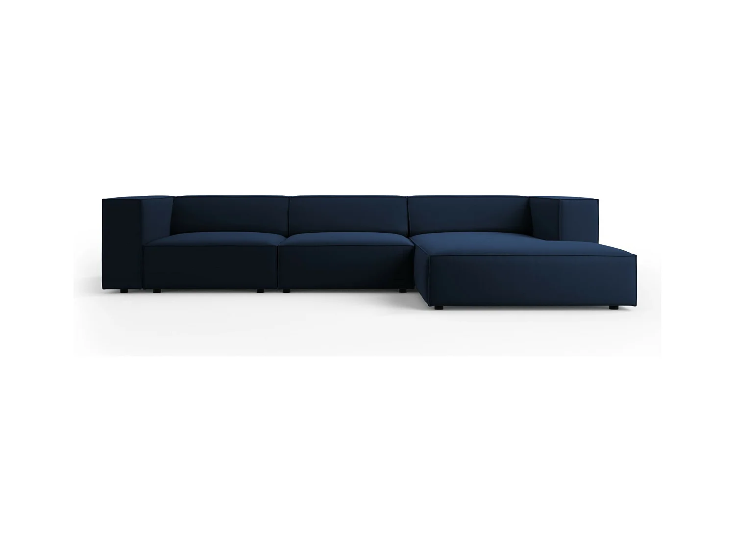 Cosmopolitan Design - Canapé d'angle droit "Arendal" 4 places en velours bleu roi - 284x166x70cm
