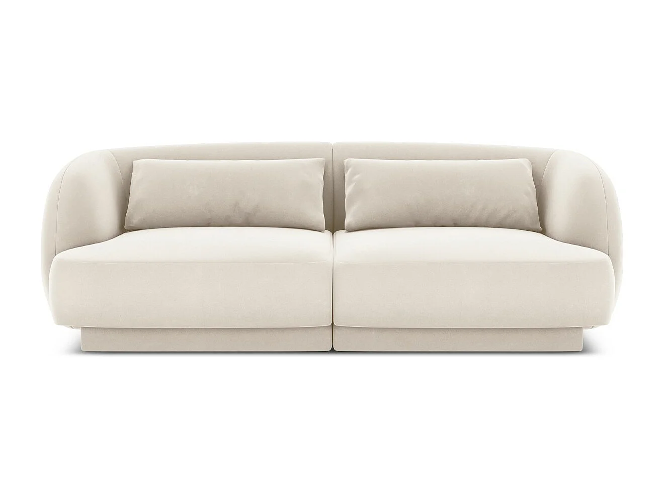 Cosmopolitan Design - Bank "Tulum" 2 zitplaatsen, Flueel, Lichtbeige - 180x90x70cm