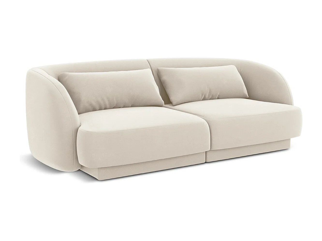 Cosmopolitan Design - Bank "Tulum" 2 zitplaatsen, Flueel, Lichtbeige - 180x90x70cm