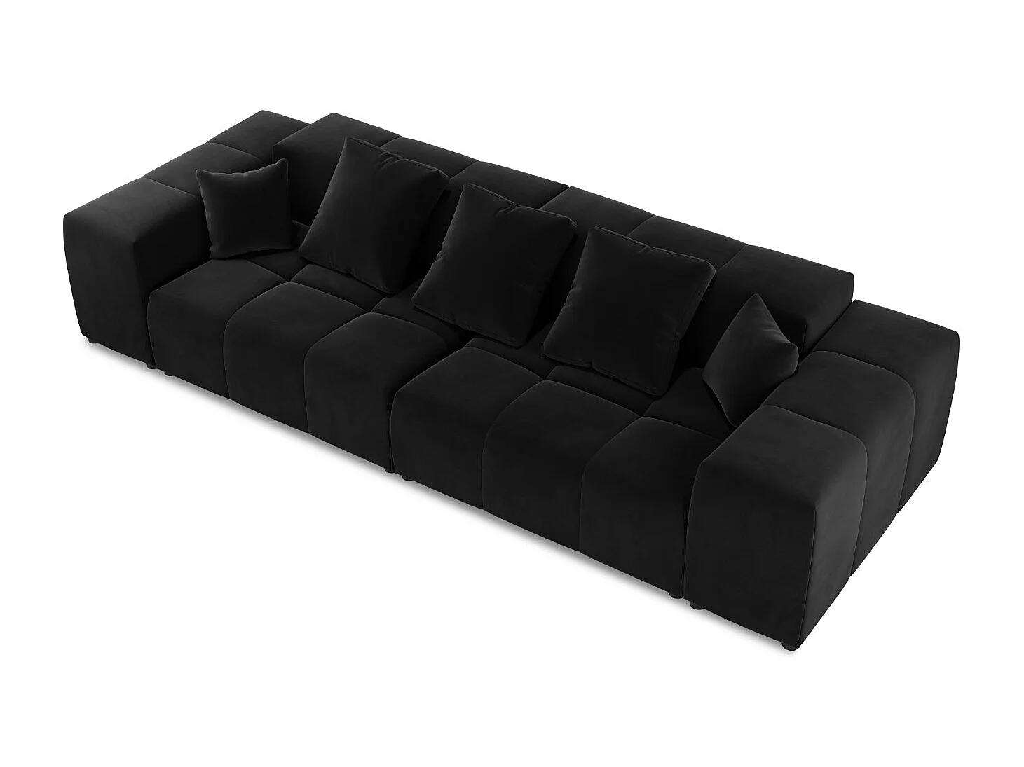 Cosmopolitan Design - Sofá modular "Rome" 3 plazas de terciopelo negro - 320x120x75cm