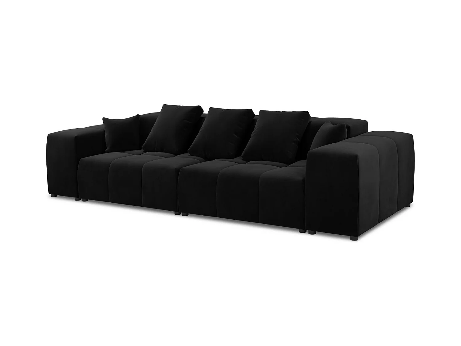 Cosmopolitan Design - Canapé modulable "Rome" 3 places en velours noir - 320x120x75cm