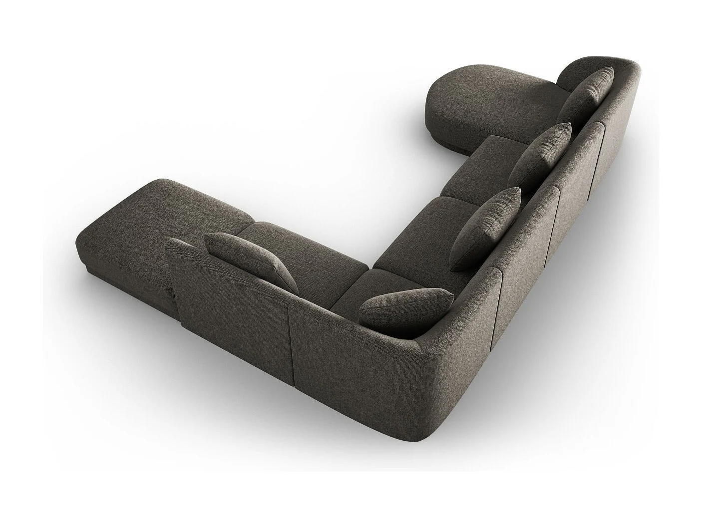 Cosmopolitan Design - Panoramische hoekbank rechts "Tulum" 6 zitplaatsen, Chenille, Grijs - 330x255x70cm