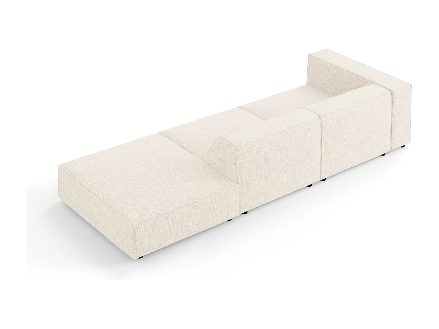 Cosmopolitan Design - Sofa bok prawy, "Arendal" 4 miejsca szenil, beż jasny - 262x102x70cm