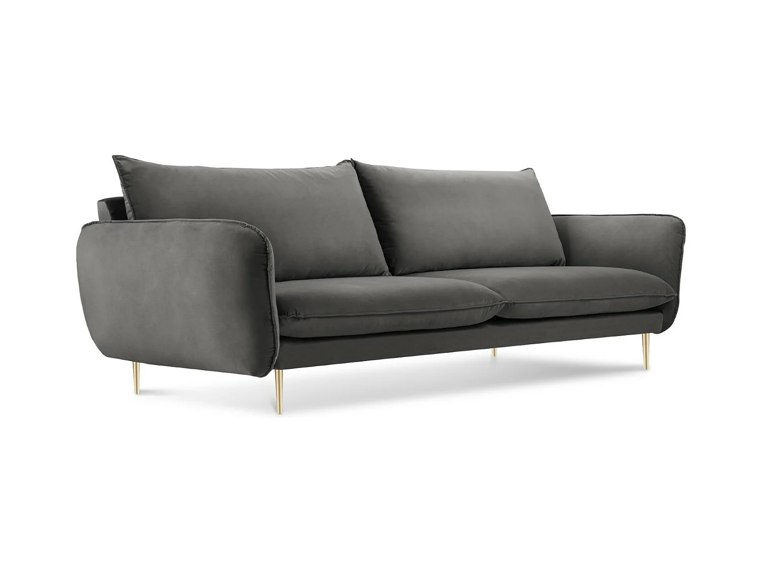 Cosmopolitan Design - Canapé "Vienna" 3 places en velours gris - 200x92x95cm