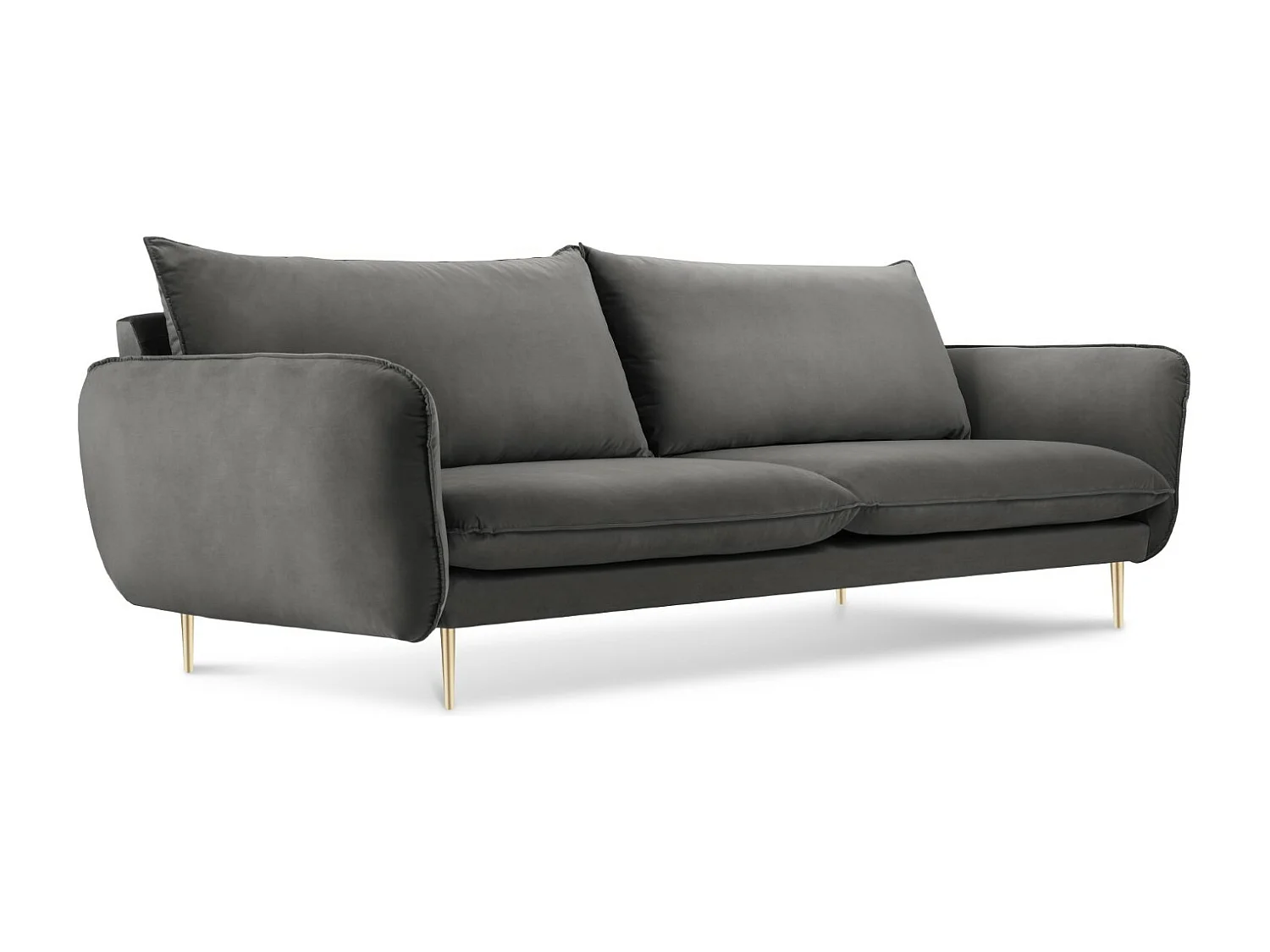 Cosmopolitan Design - Bank "Vienna" 3 zitplaatsen, Flueel, Grijs - 200x92x95cm