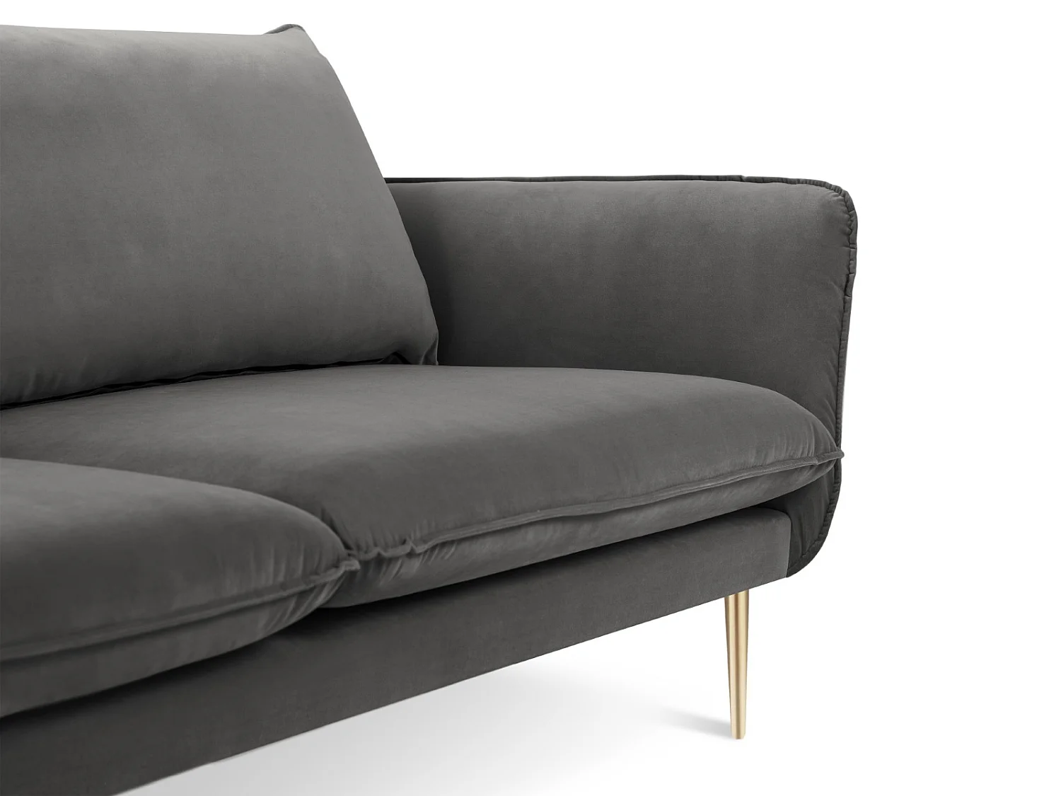 Cosmopolitan Design - Bank "Vienna" 3 zitplaatsen, Flueel, Grijs - 200x92x95cm