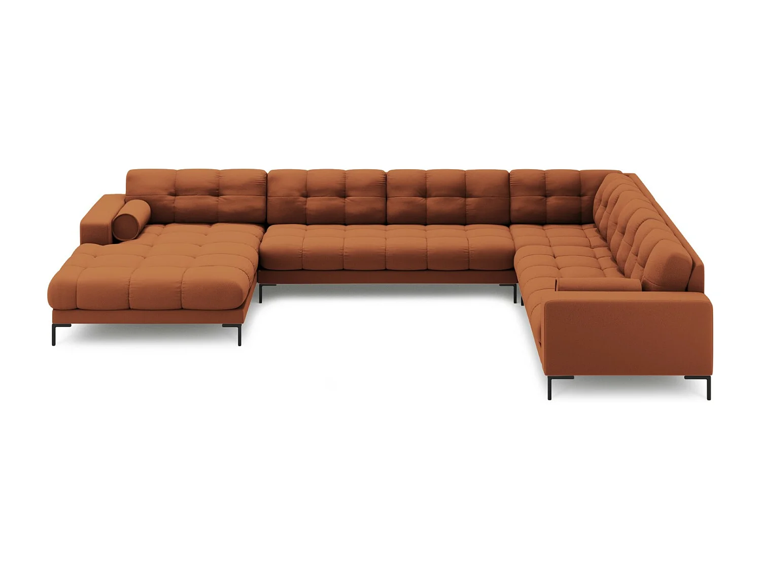 Cosmopolitan Design - Narożnik prawy panoramiczny, "Bali" 7 miejsc tkanina strukturalna, cegła - 327x256x75cm