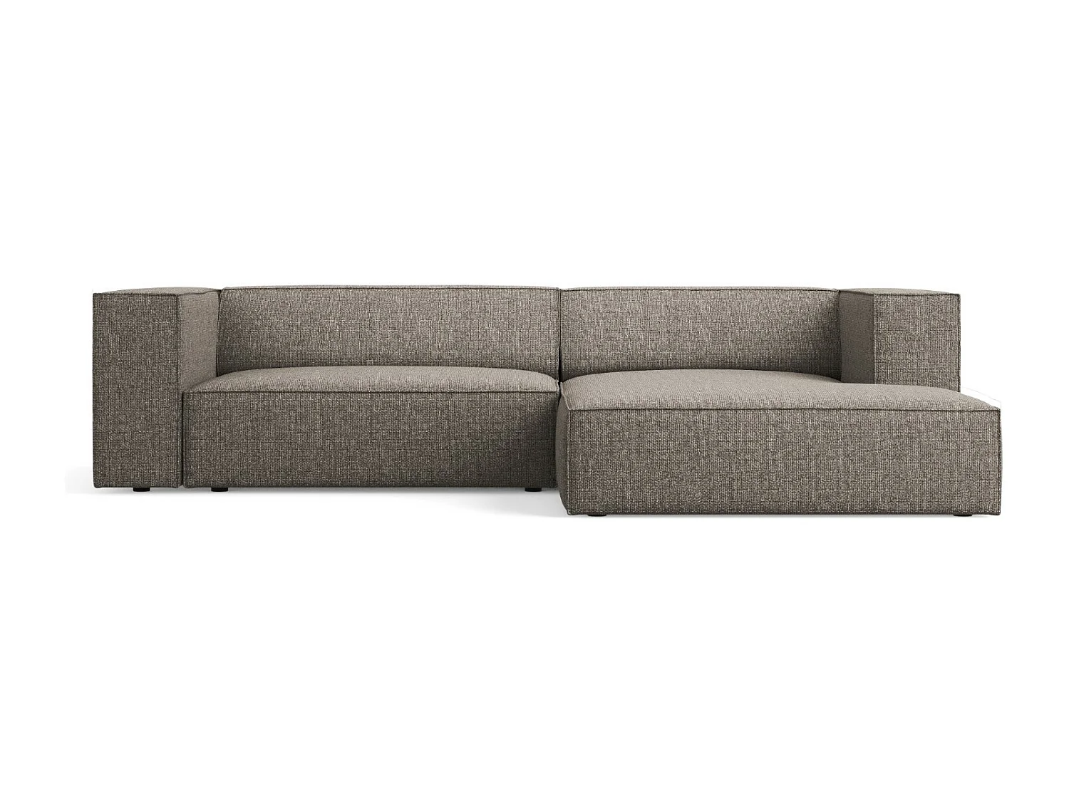 Cosmopolitan Design - 3-Sitzer Ecksofa rechts "Arendal" aus Chenille-Stoff grau - 224x166x70cm