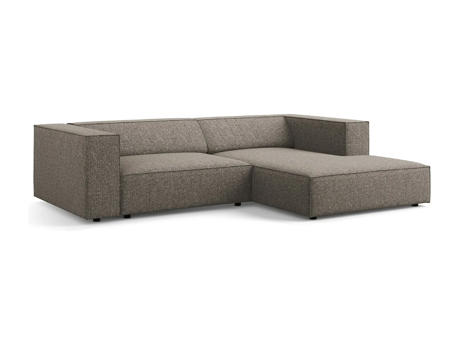 Cosmopolitan Design - 3-Sitzer Ecksofa rechts "Arendal" aus Chenille-Stoff grau - 224x166x70cm