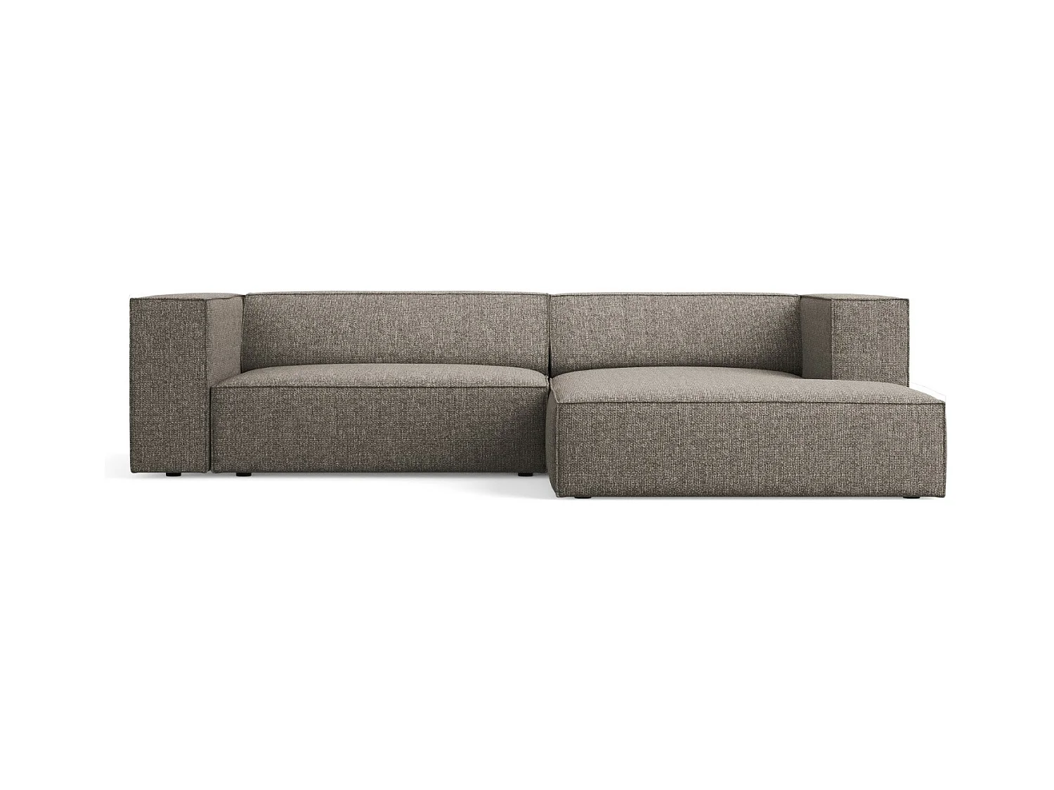 Cosmopolitan Design - Canapé d'angle droit "Arendal" 3 places en chenille gris - 224x166x70cm