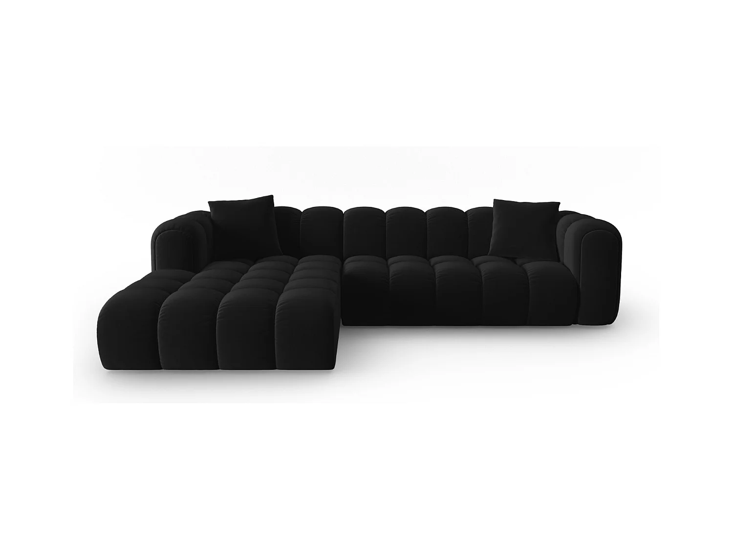 CXL by Christian Lacroix - Canapé d'angle gauche modulable "Clotilde" 4 places en velours noir - 306x190x70cm