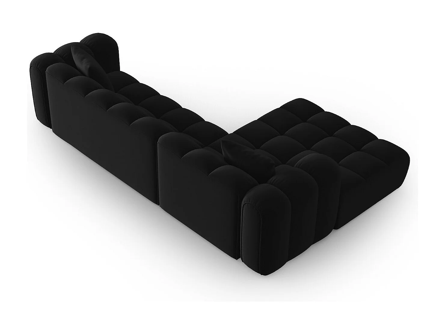 CXL by Christian Lacroix - Narożnik lewy panoramiczny, "Clotilde" 4 miejsca welur, czarny - 306x190x70cm