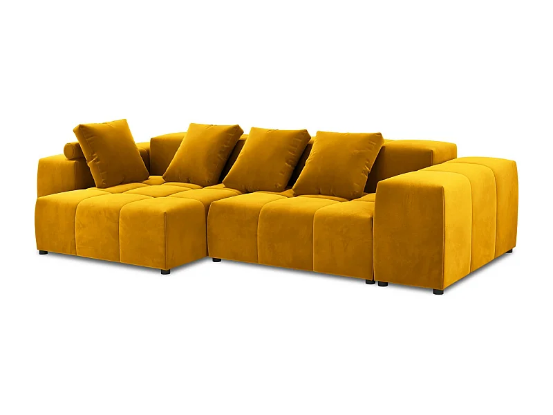 Cosmopolitan Design - 4-Sitzer modulares symmetrisches Ecksofa "Rome" aus Samt gelb - 320x160x75cm