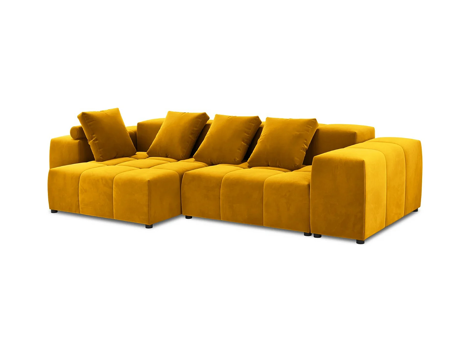 Cosmopolitan Design - Symmetrische modulaire hoekbank "Rome" 4 zitplaatsen, Flueel, GEEL - 320x160x75cm