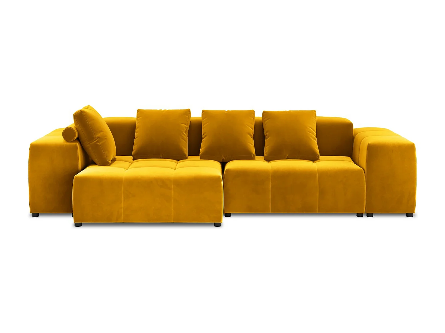 Cosmopolitan Design - Sofá de canto modular simétrico "Rome" 4 lugares em veludo amarelo - 320x160x75cm