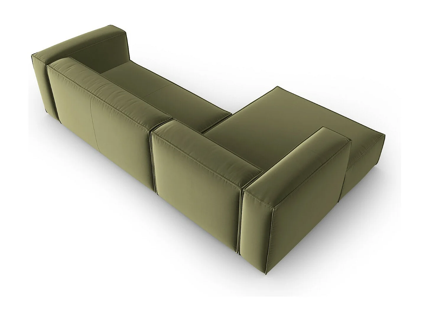 Cosmopolitan Design - Divano angolare sinistro "Mackay" 4 posti in velluto verde chiaro - 282x166x73cm