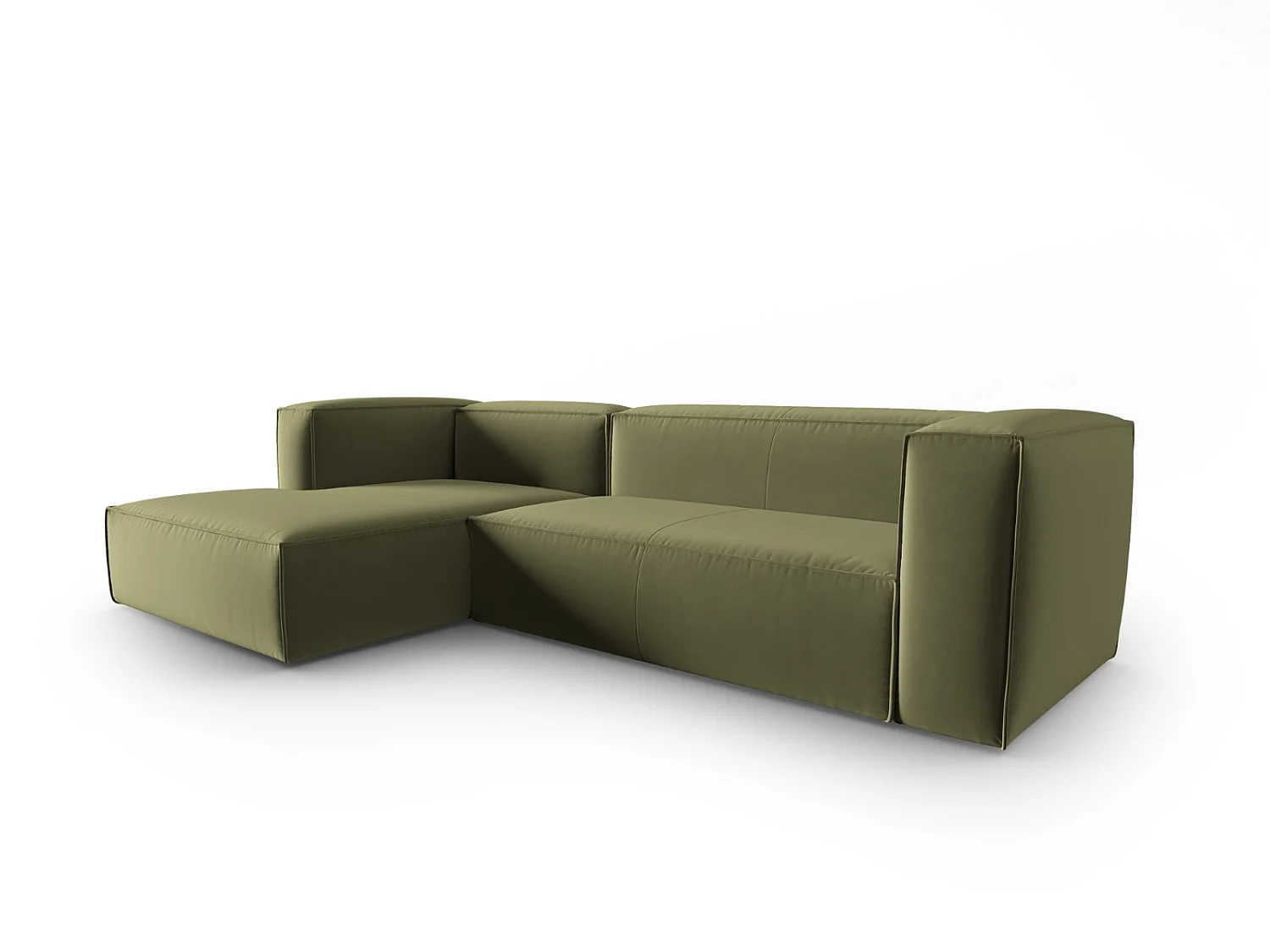 Cosmopolitan Design - Canapé d'angle gauche "Mackay" 4 places en velours vert clair - 282x166x73cm