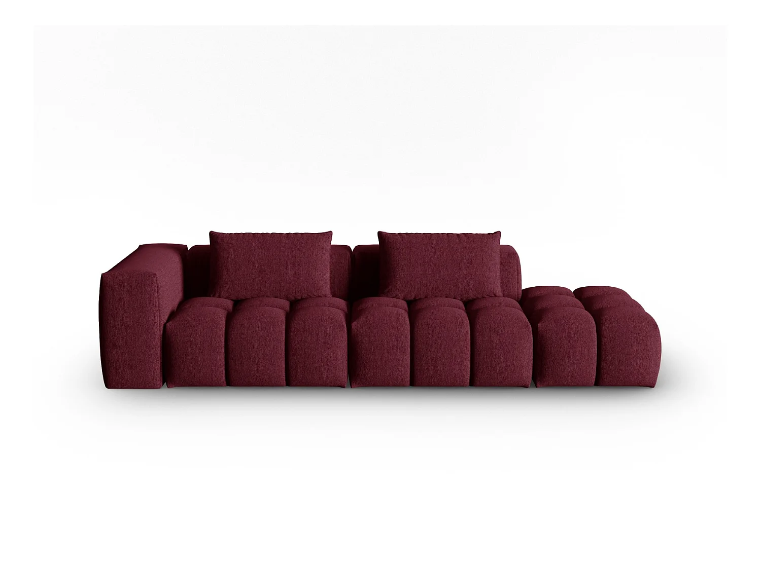 CXL by Christian Lacroix - Rechte modulaire bank "Lorella" 3 zitplaatsen, Structurele stof, Bordeaux - 265x85x70cm