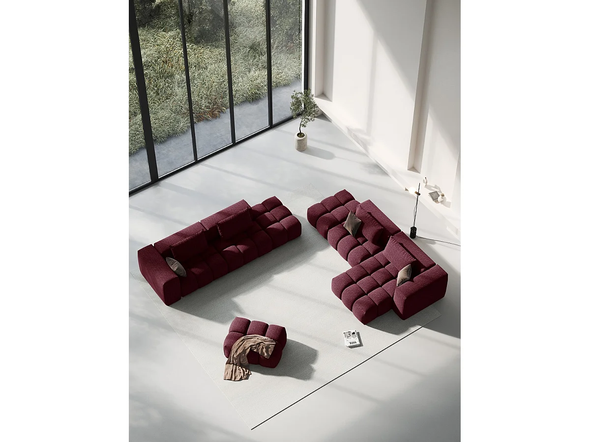 CXL by Christian Lacroix - Divano modulare destro "Lorella" 3 posti in tessuto strutturato bordeaux - 265x85x70cm