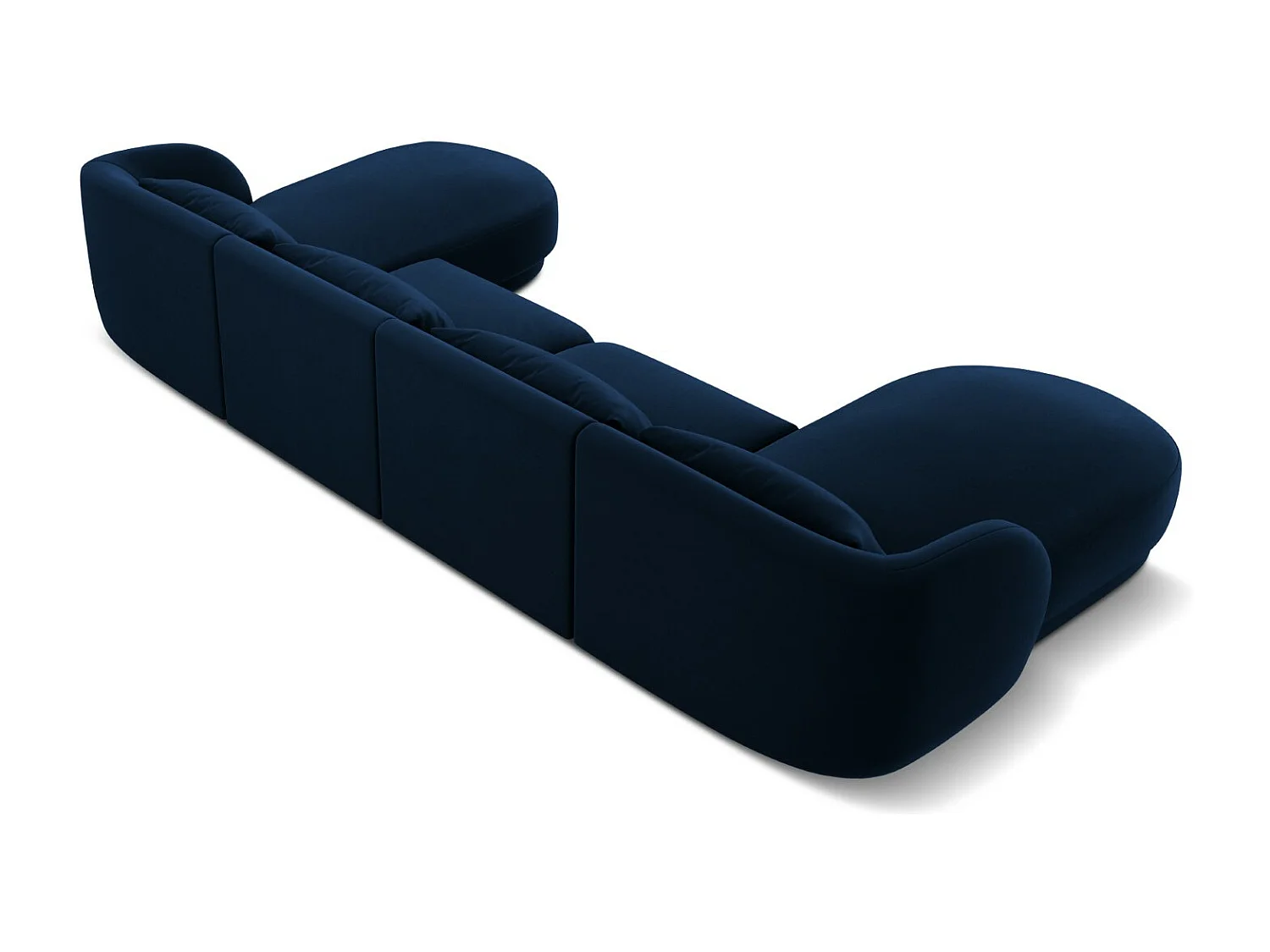 Cosmopolitan Design - 5-Sitzer Panoramasofa "Tulum" aus Samt königsblau - 330x156x70cm