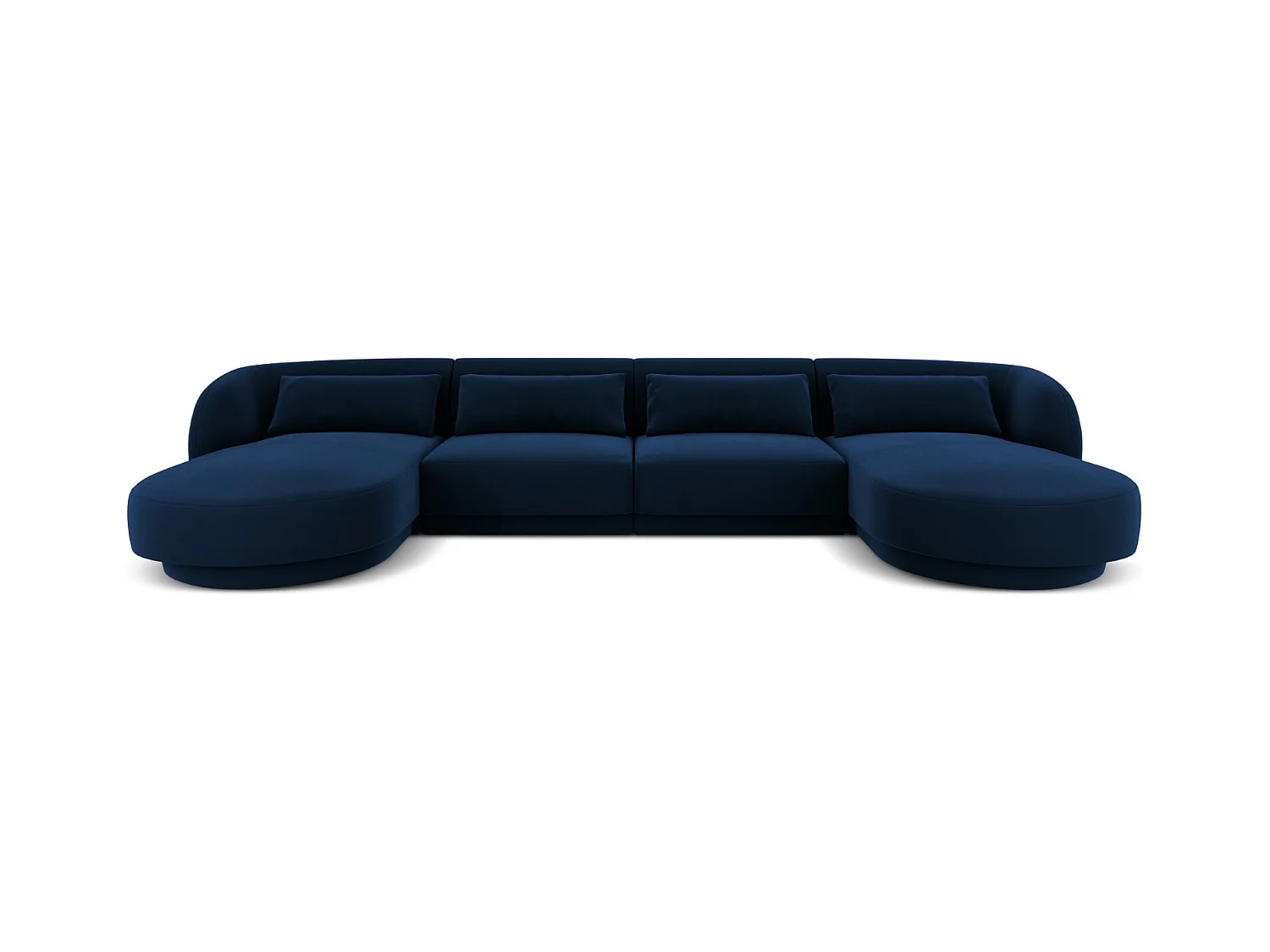 Cosmopolitan Design - Panoramische bank "Tulum" 5 zitplaatsen, Flueel, Koningsblauw - 330x156x70cm