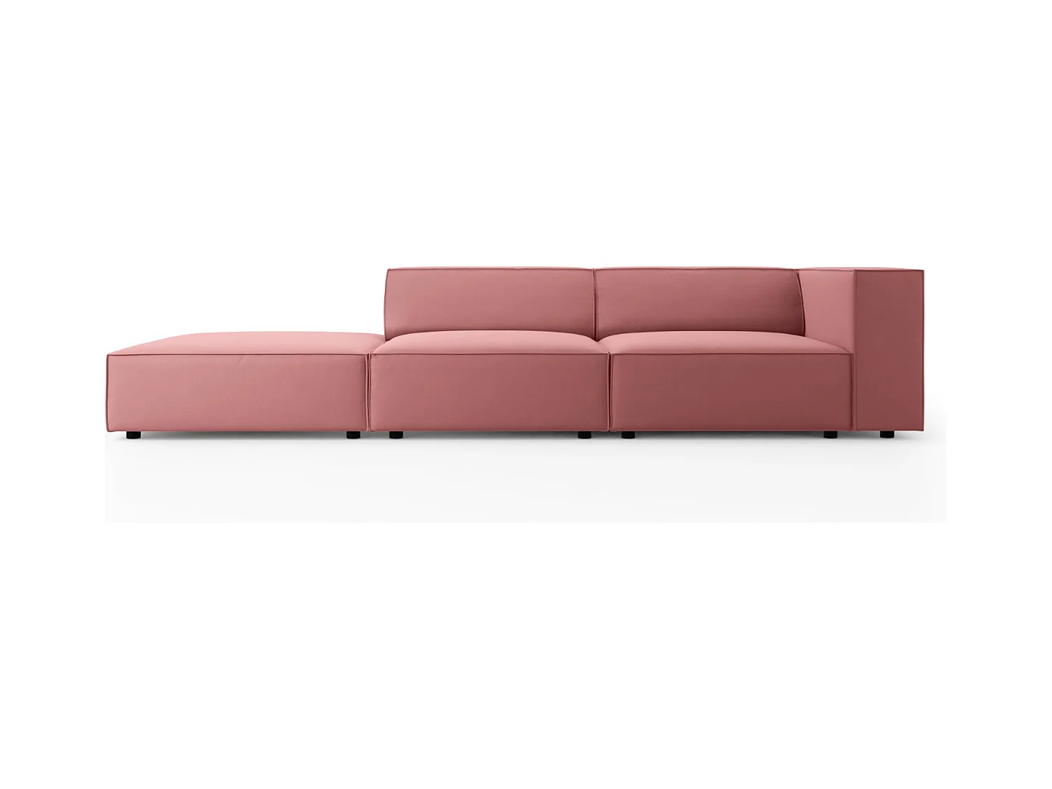 Cosmopolitan Design - Linker bank "Arendal" 4 zitplaatsen, Flueel, Zalm - 262x102x70cm