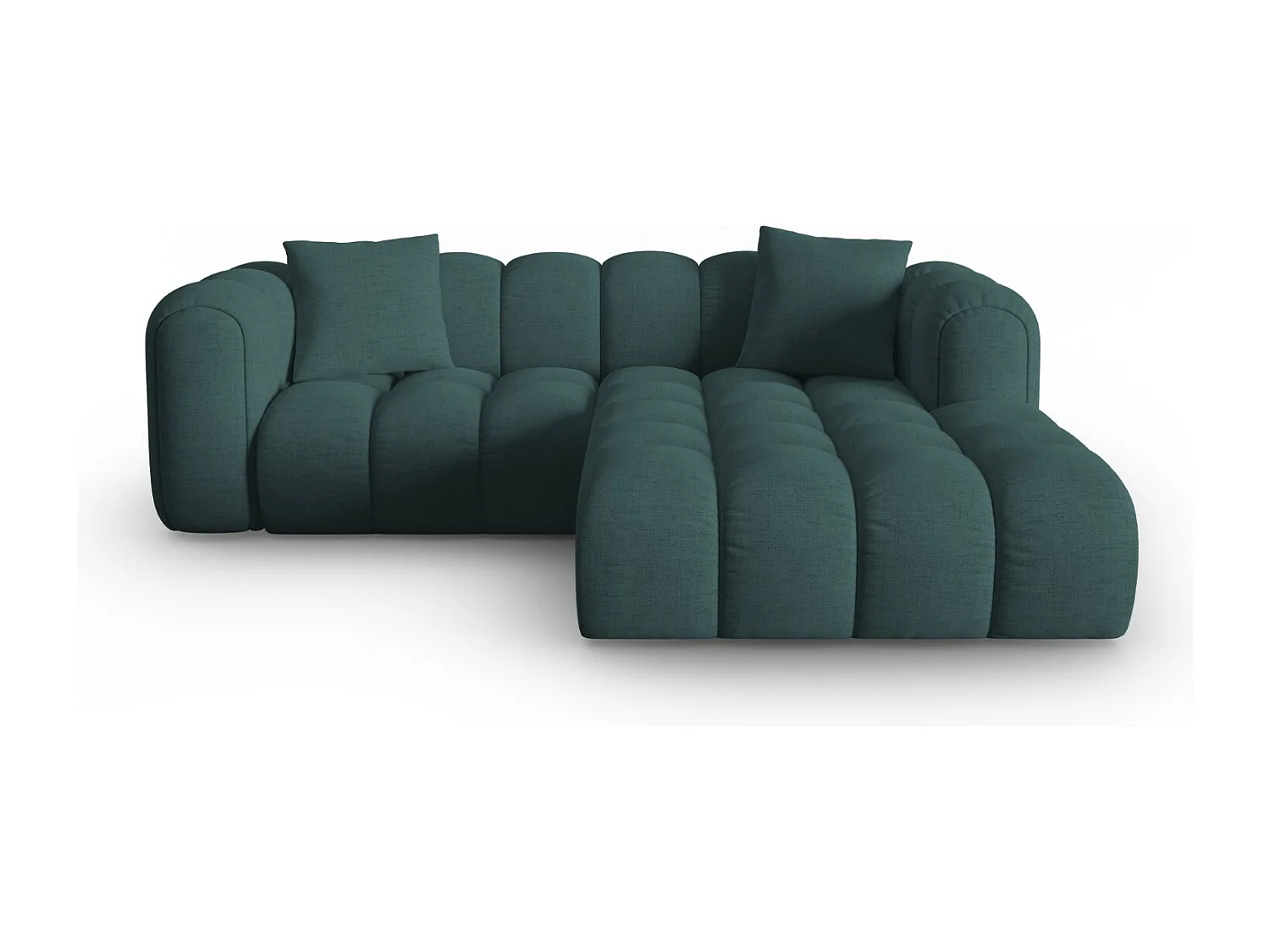 CXL by Christian Lacroix - Canapé d'angle droit modulable "Clotilde" 3 places en tissu structurel turquoise - 187x190x70cm