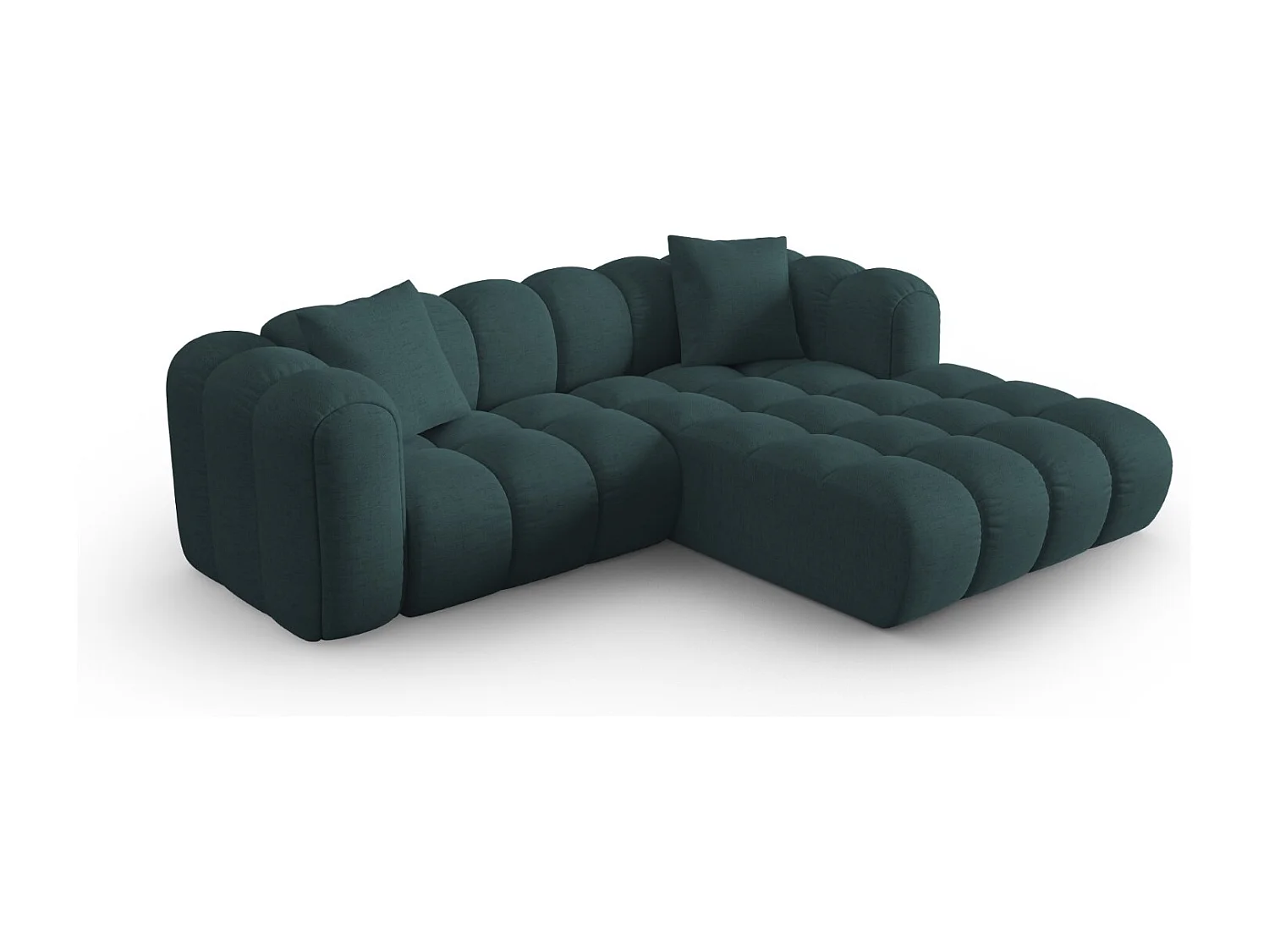 CXL by Christian Lacroix - Canapé d'angle droit modulable "Clotilde" 3 places en tissu structurel turquoise - 187x190x70cm