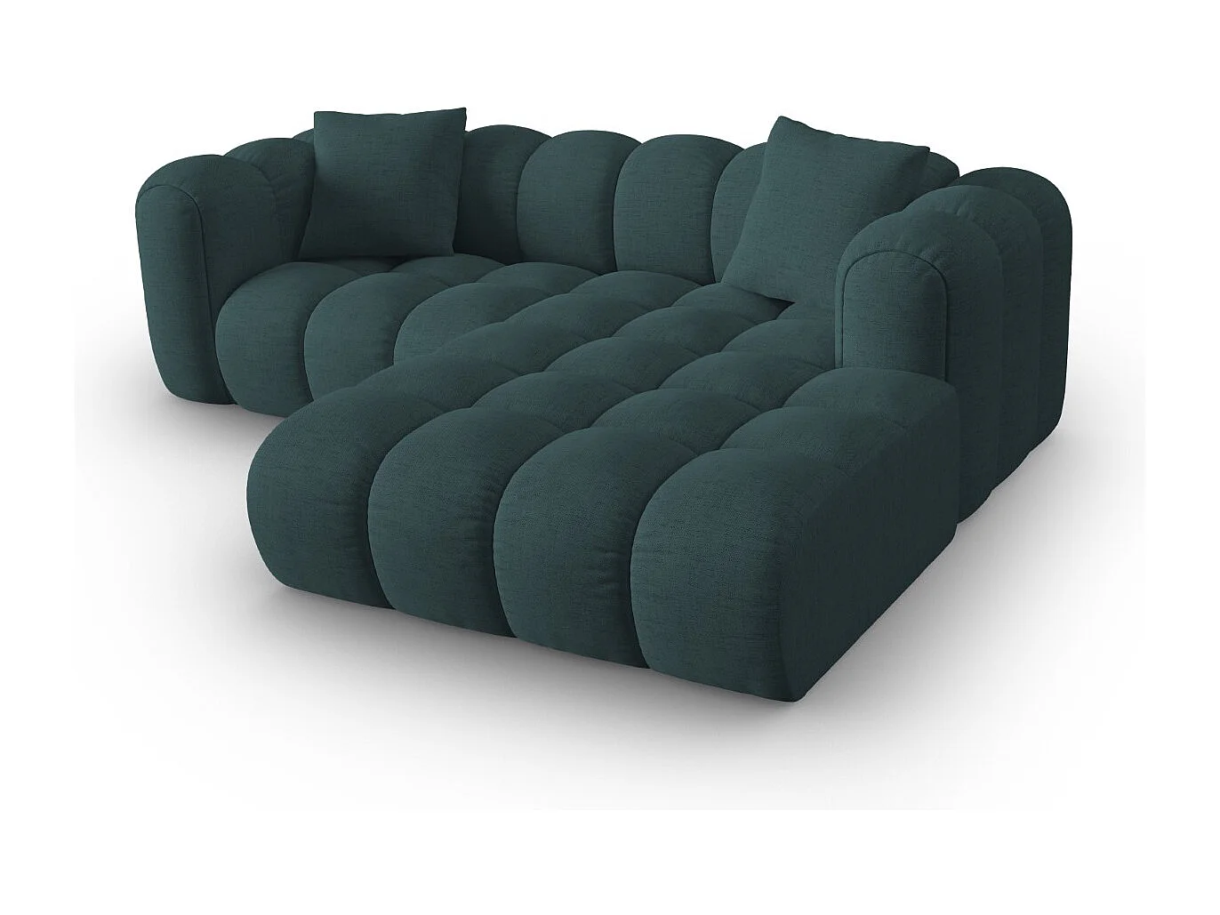 CXL by Christian Lacroix - Canapé d'angle droit modulable "Clotilde" 3 places en tissu structurel turquoise - 187x190x70cm