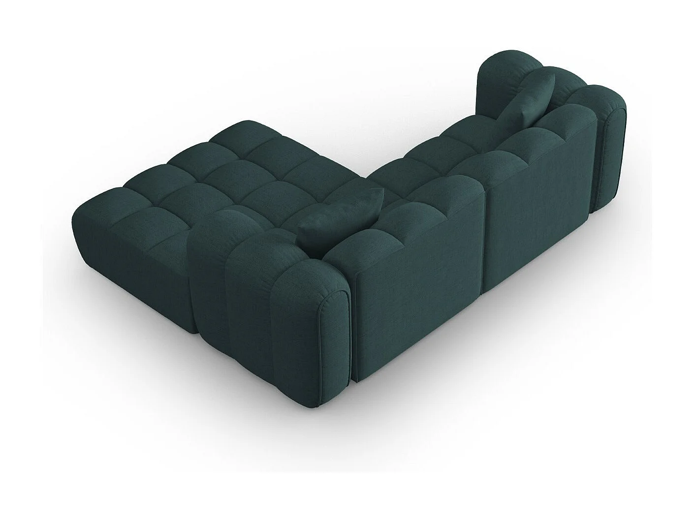 CXL by Christian Lacroix - Canapé d'angle droit modulable "Clotilde" 3 places en tissu structurel turquoise - 187x190x70cm