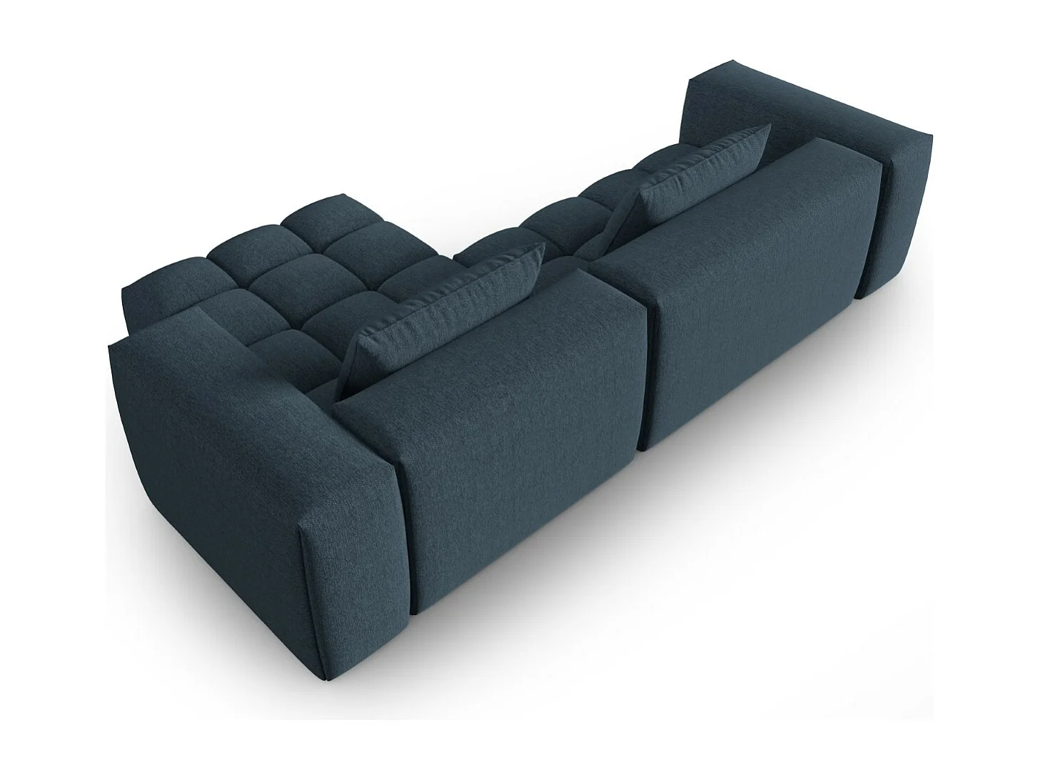 CXL by Christian Lacroix - Sofá modular de canto direito "Lorella" 3 lugares em tecido estrutural azul escuro - 260x145x70cm