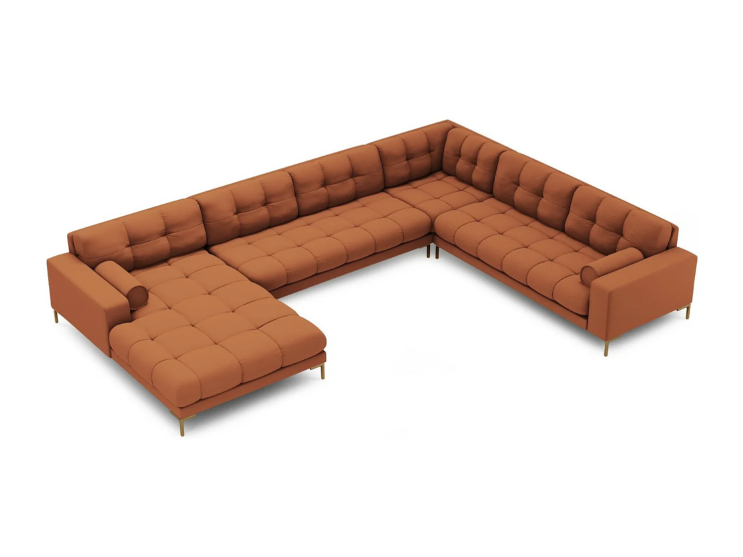 Cosmopolitan Design - Narożnik prawy panoramiczny, "Bali" 7 miejsc tkanina strukturalna, cegła - 327x256x75cm