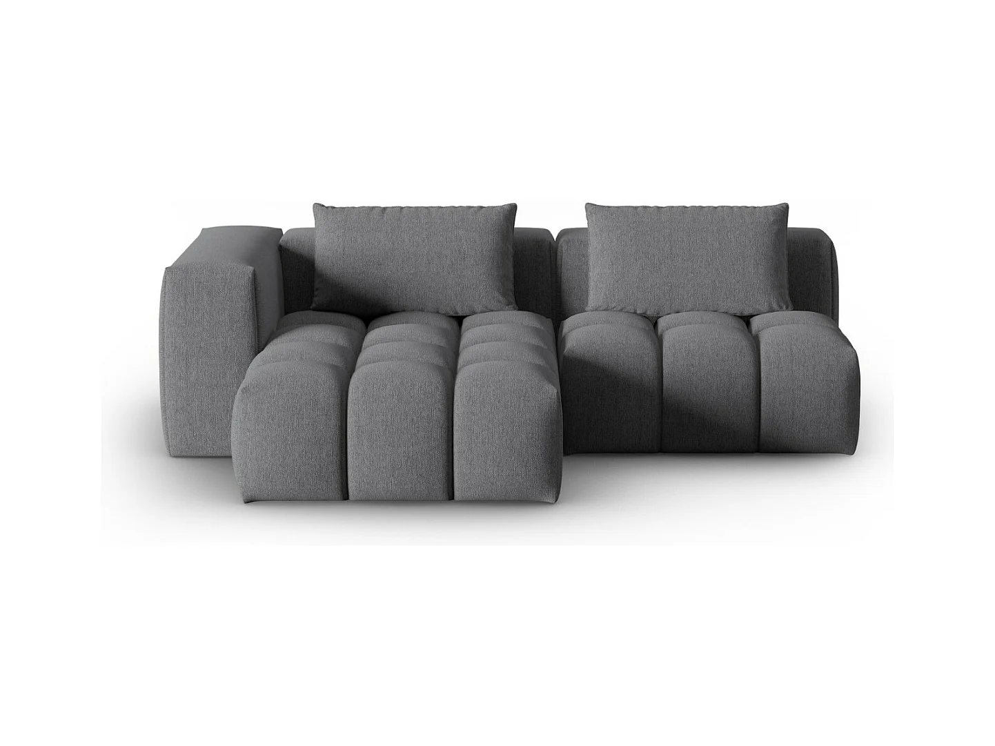 CXL by Christian Lacroix - Canapé d'angle gauche modulable "Lorella" 3 places en tissu structurel gris - 205x145x70cm