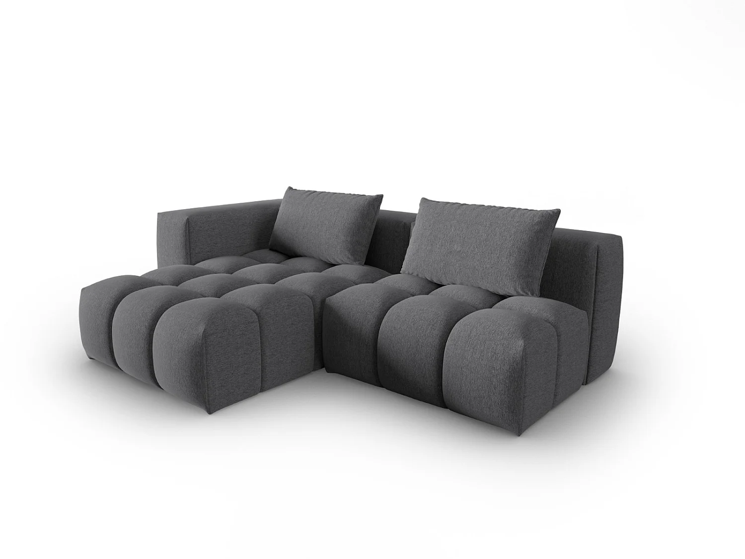 CXL by Christian Lacroix - Sofá modular de canto esquerdo "Lorella" 3 lugares em tecido estrutural cinza - 205x145x70cm