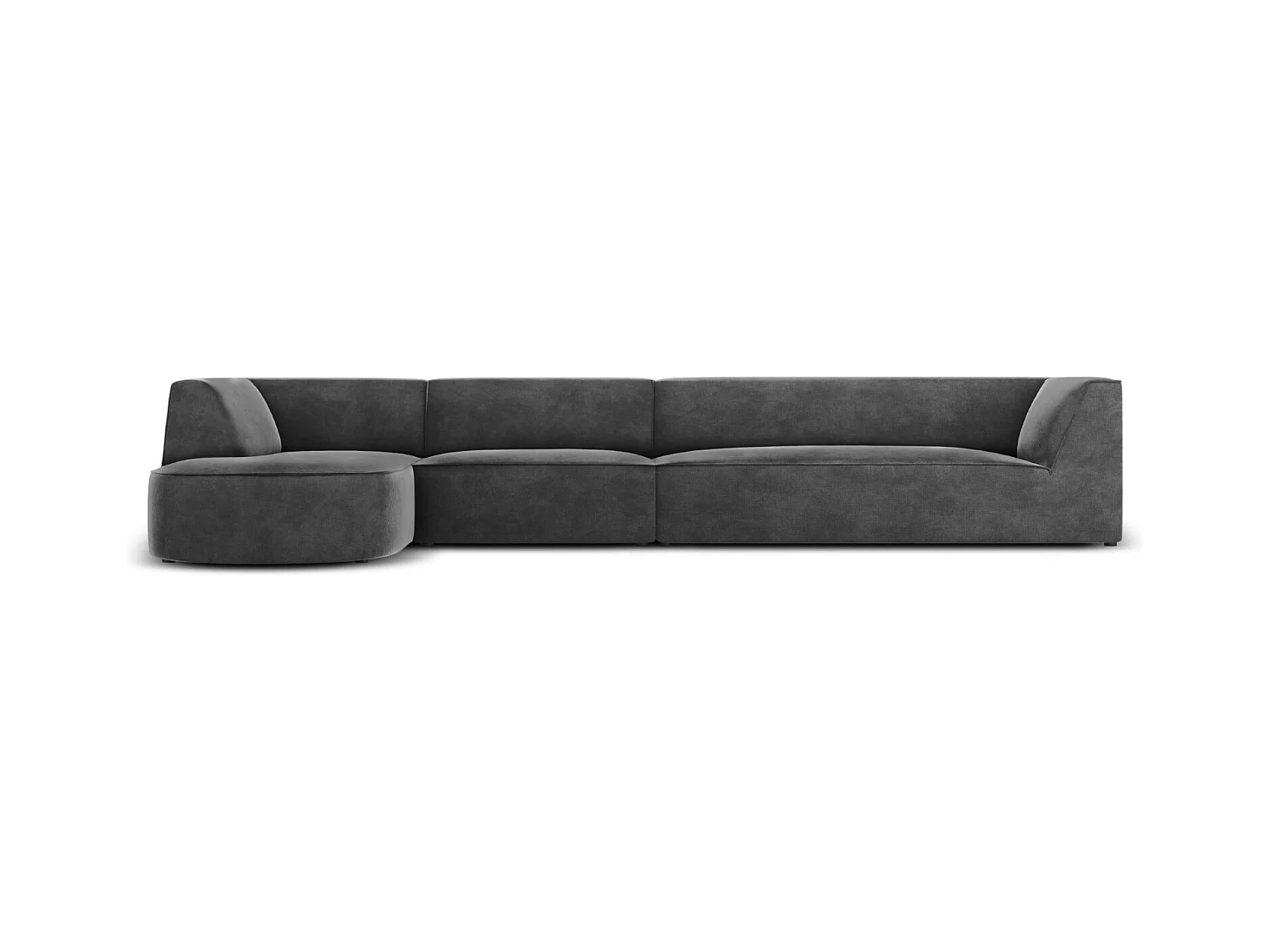 CXL by Christian Lacroix - Canapé d'angle gauche "Charles" 5 places en velours gris foncé - 366x180x69cm