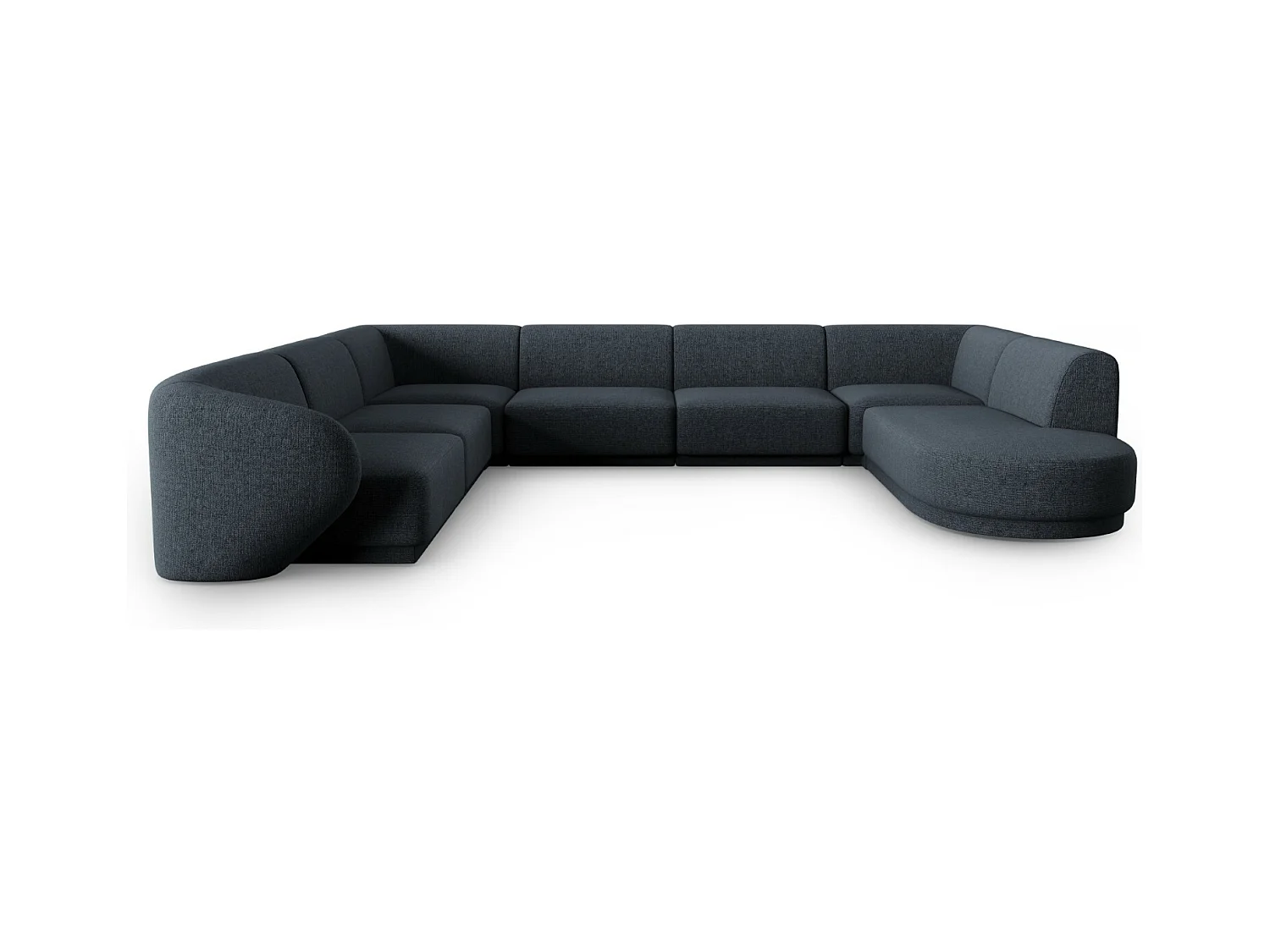 CXL by Christian Lacroix - Modulaire panoramische hoekbank links "Lionel" 8 zitplaatsen, Chenille, Blauw gemêleerd - 342x323x74cm