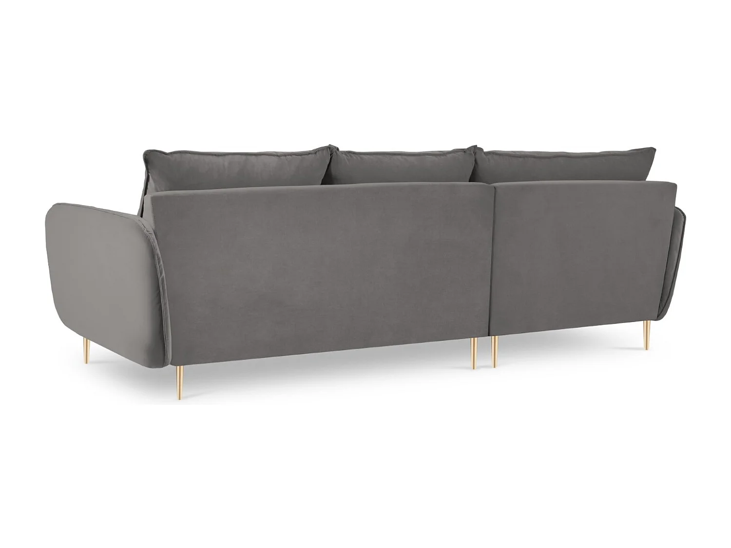 Cosmopolitan Design - Linker hoekbank "Vienna" 5 zitplaatsen, Flueel, Lichtgrijs - 255x170x95cm