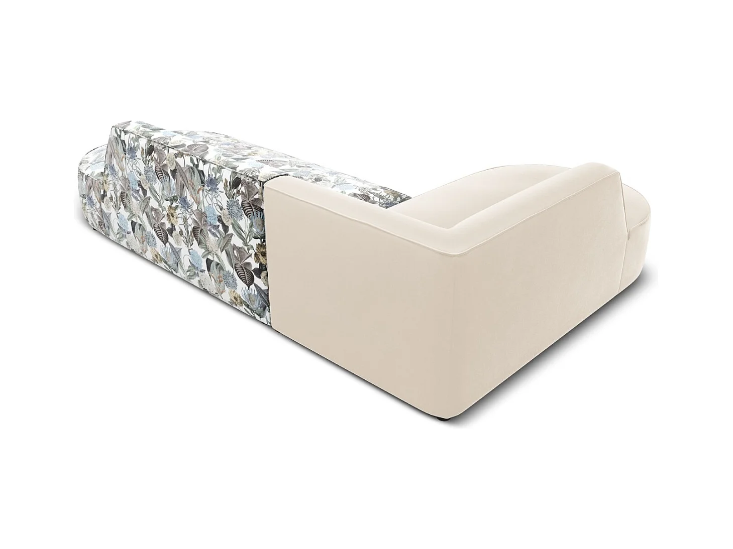 CXL by Christian Lacroix - Linker hoekbank "Charles" 4 zitplaatsen, Flueel, lichtblauw, beige tuinpatroon - 273x180x69cm