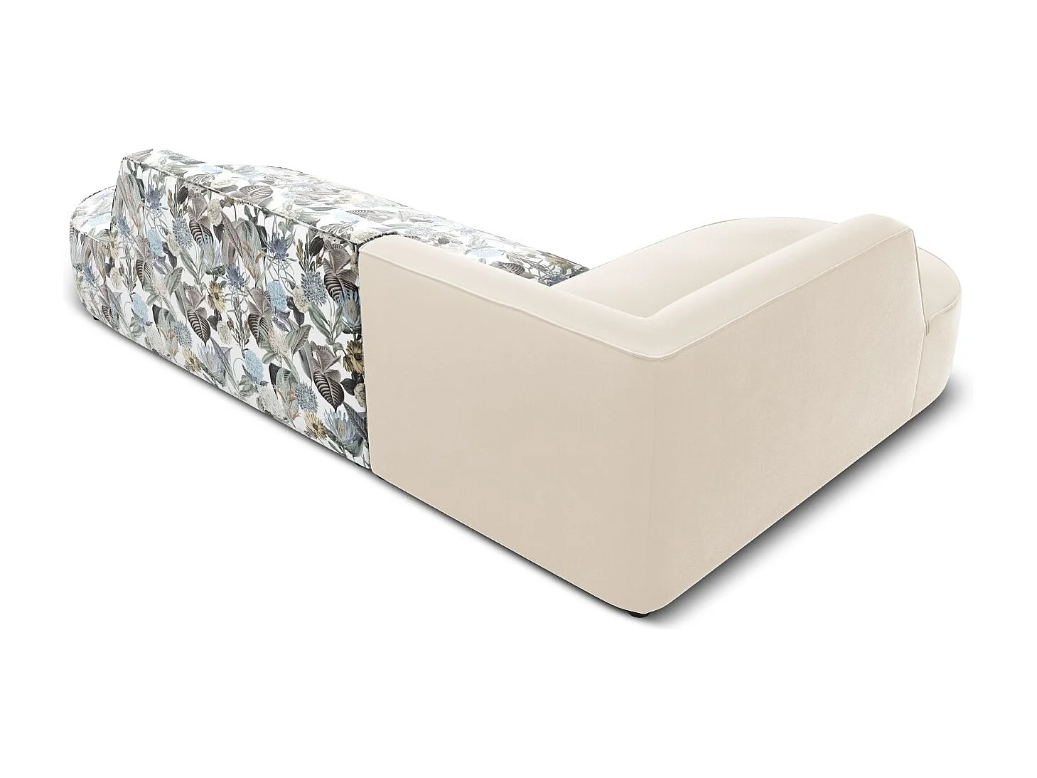 CXL by Christian Lacroix - Linker hoekbank "Charles" 4 zitplaatsen, Flueel, lichtblauw, beige tuinpatroon - 273x180x69cm