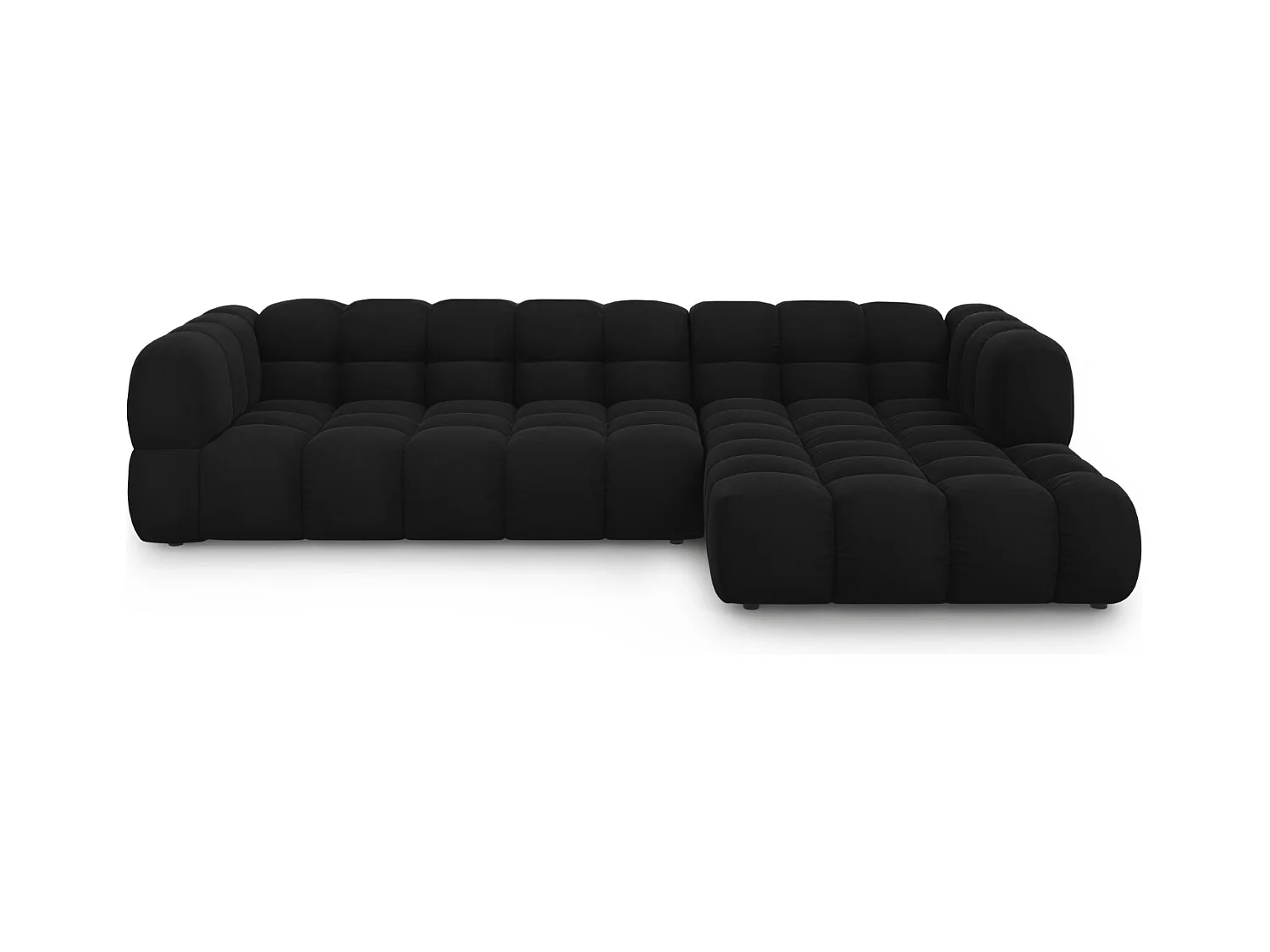 Cosmopolitan Design - Modulaire hoekbank rechts "Sky" 4 zitplaatsen, Flueel, Zwart - 300x162x75cm