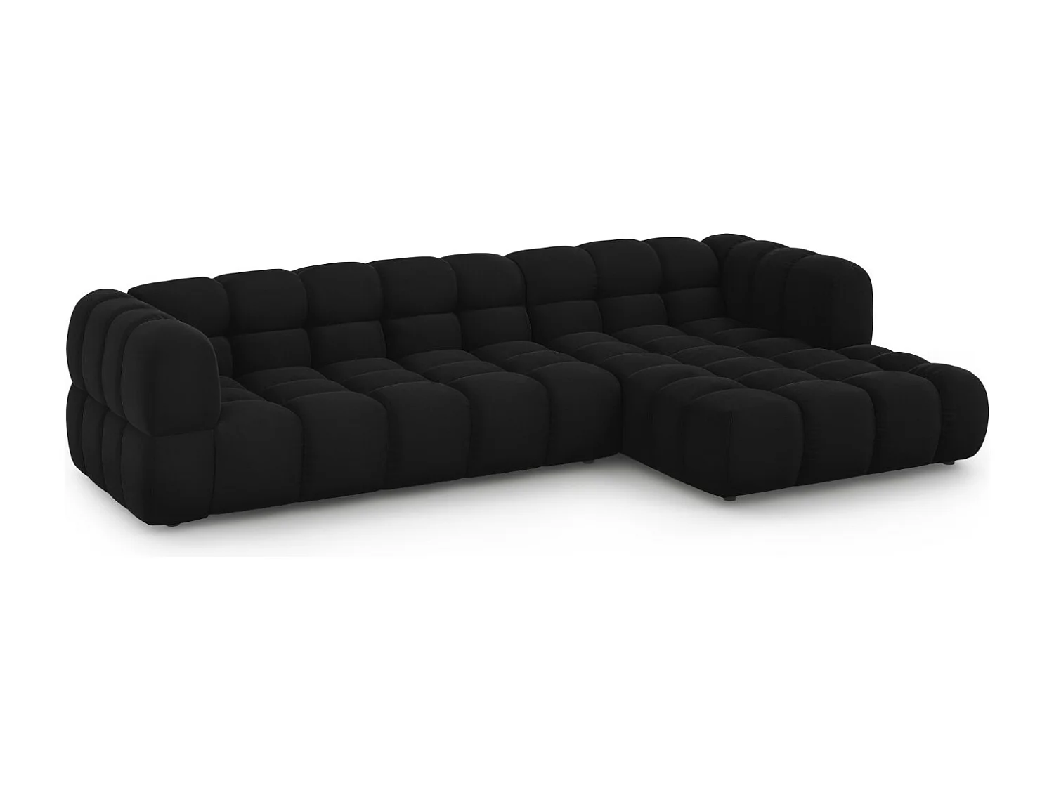 Cosmopolitan Design - Canapé d'angle droit modulable "Sky" 4 places en velours noir - 300x162x75cm