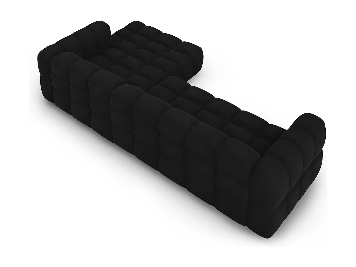 Cosmopolitan Design - Canapé d'angle droit modulable "Sky" 4 places en velours noir - 300x162x75cm