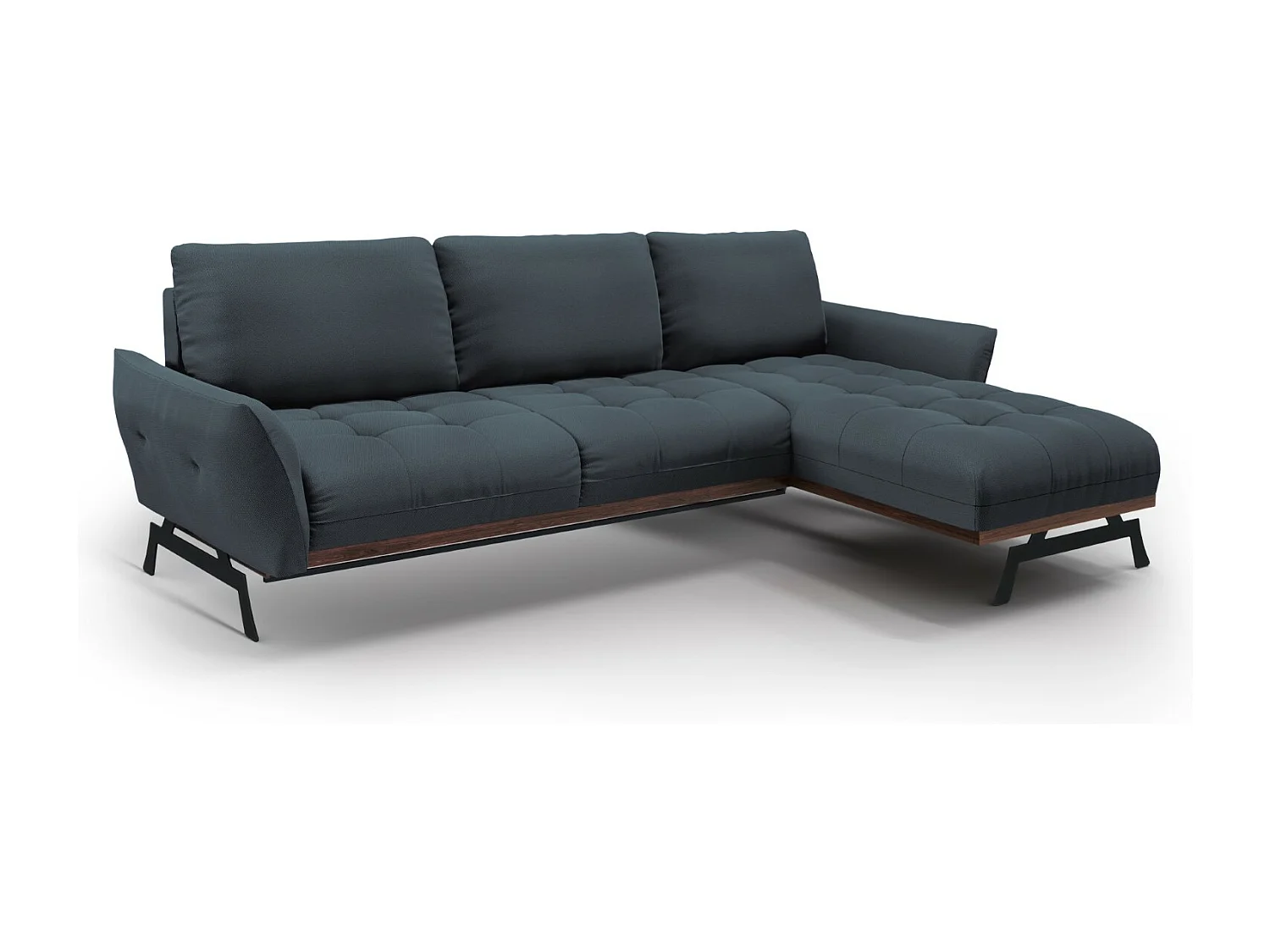 CXL by Christian Lacroix - Canapé d'angle droit modulable "Olivier" 4 places en tissu structurel bleu - 264x171x87cm