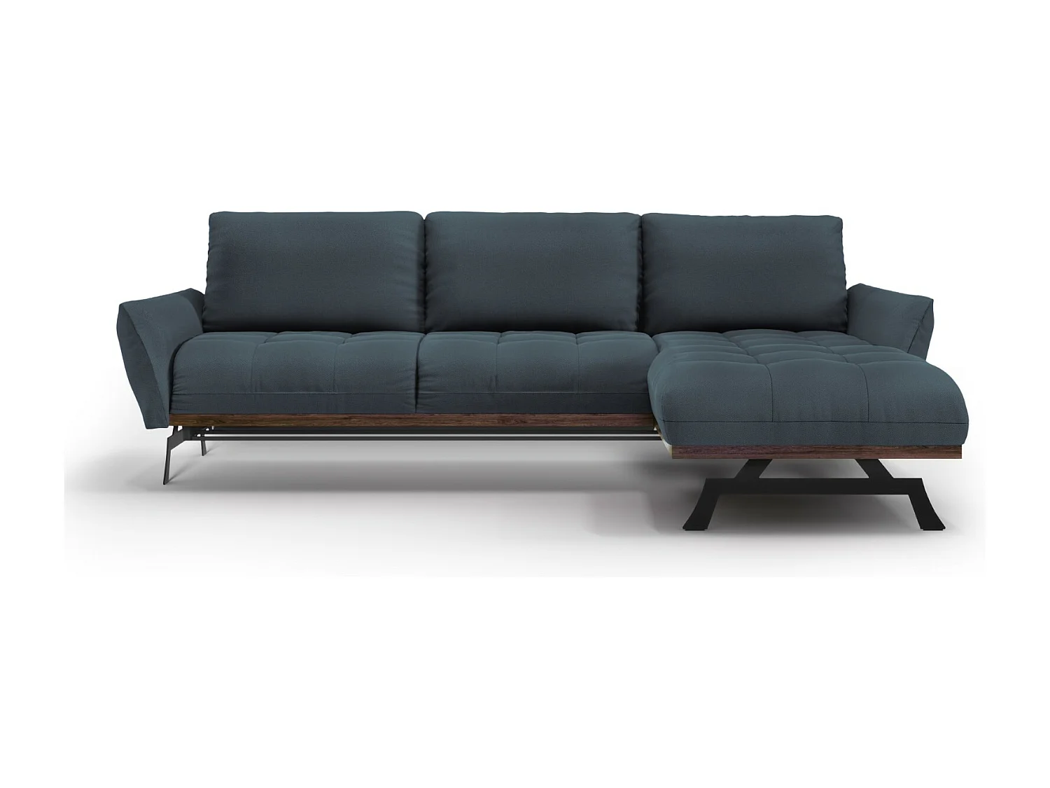 CXL by Christian Lacroix - Canapé d'angle droit modulable "Olivier" 4 places en tissu structurel bleu - 264x171x87cm